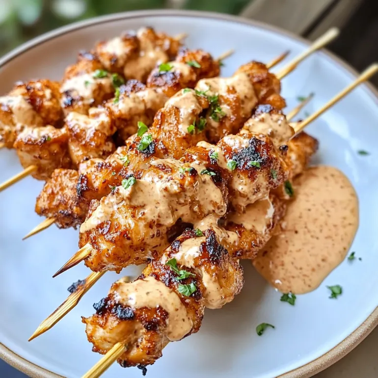 Tasty Bang Bang Chicken Skewers.