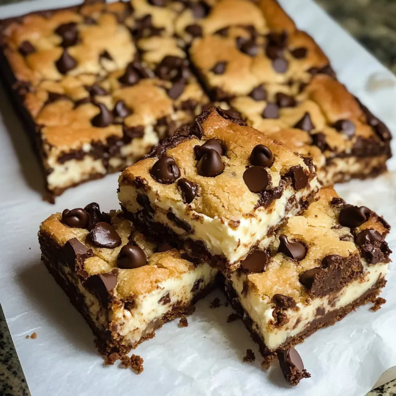 A close up of a chocolate chip keto cheesecake cookie bar.