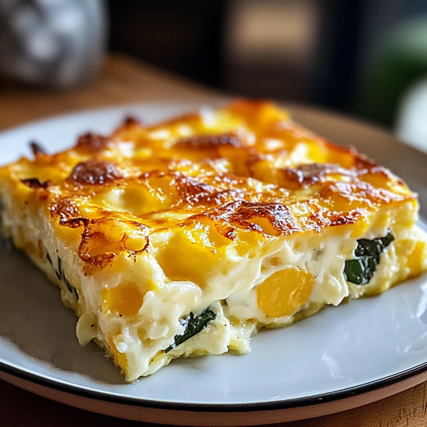 Une portion de cottage cheese egg bake sur un plateau.