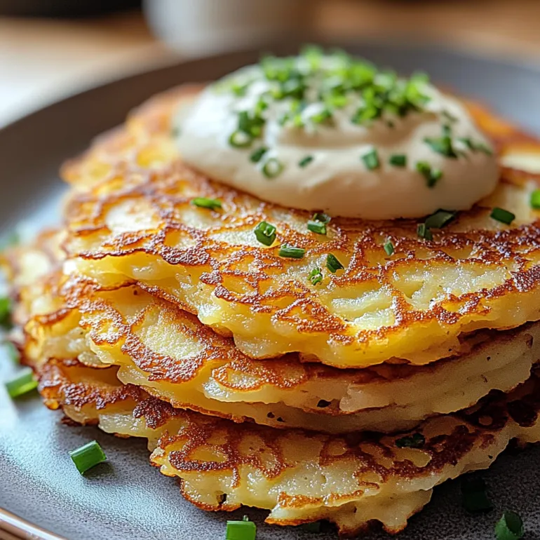 A stack of buttery German potato pancakes.