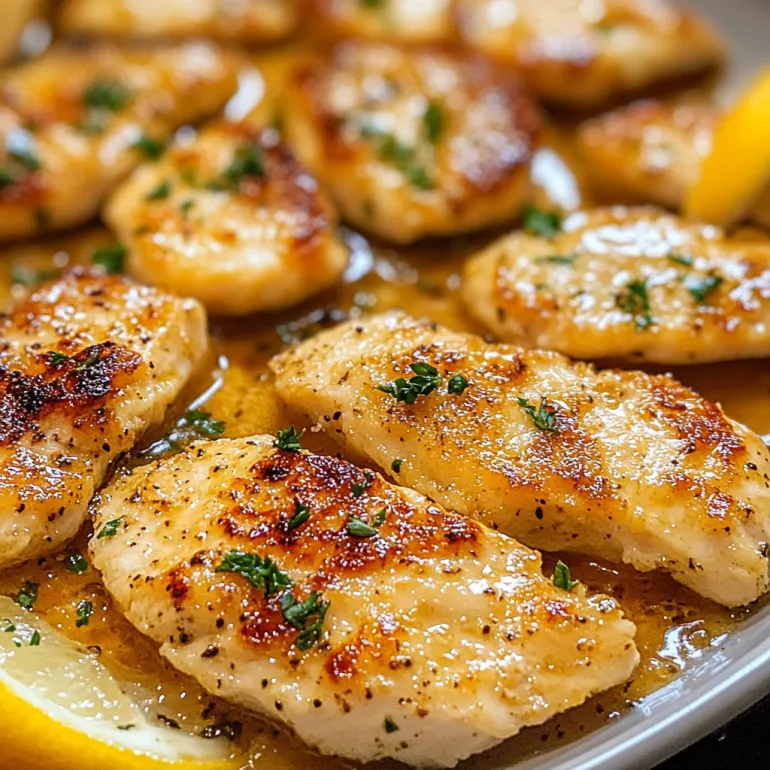 Chicken scallopini with lemon and herbs.