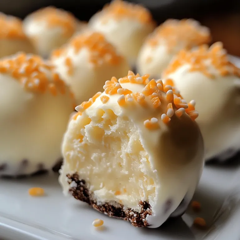 A plate of orange creamsicle truffles.