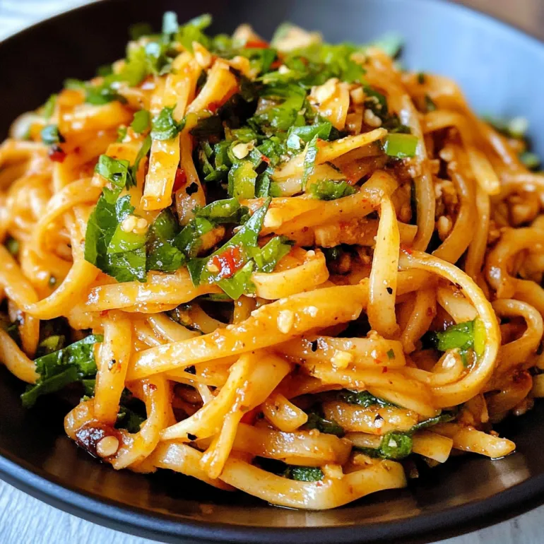A bowl of chili garlic noodles.