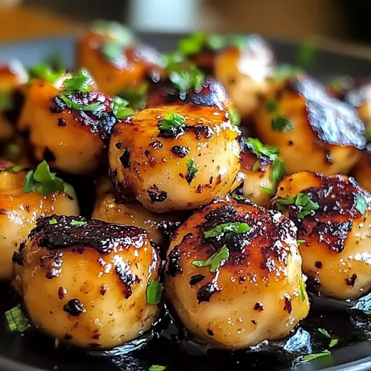 Garlic butter chicken bites on a plate.