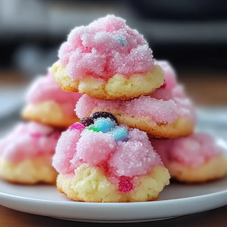 A stack of cotton candy cookies.
