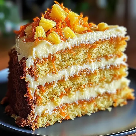 A slice of Hawaiian Carrot Pineapple Cake.