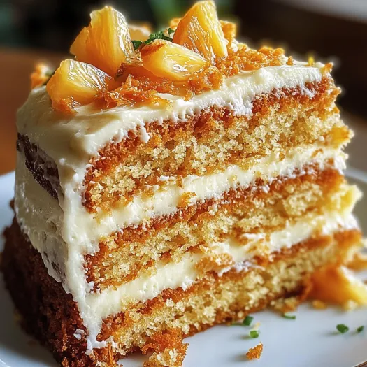 A slice of Hawaiian Carrot Pineapple Cake.