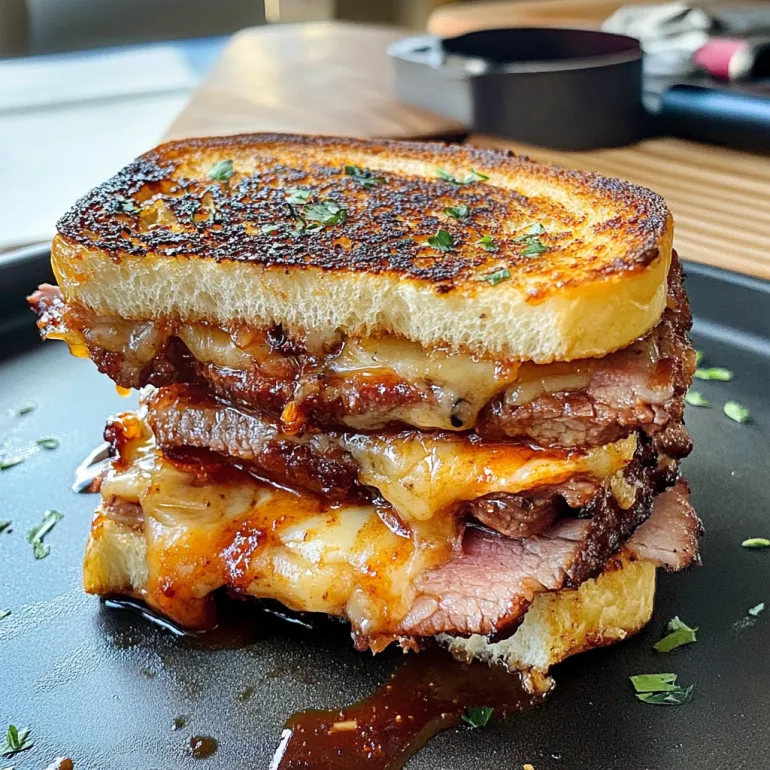 A BBQ Brisket Melts sandwich.