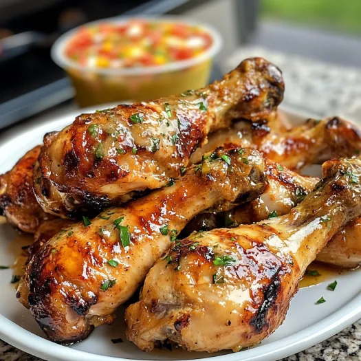 Grilled chicken drumsticks with bang bang sauce.