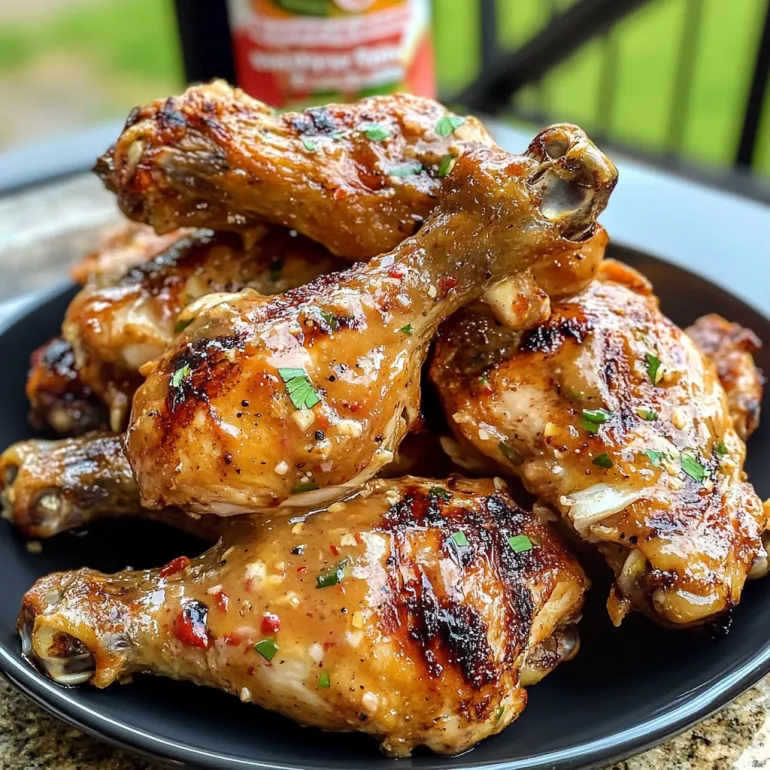 Grilled chicken drumsticks with bang bang sauce.