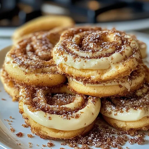 Churro cheesecake cookies on a plate.