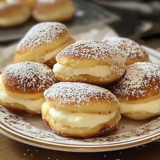A plate of Italian custard bomboloni.