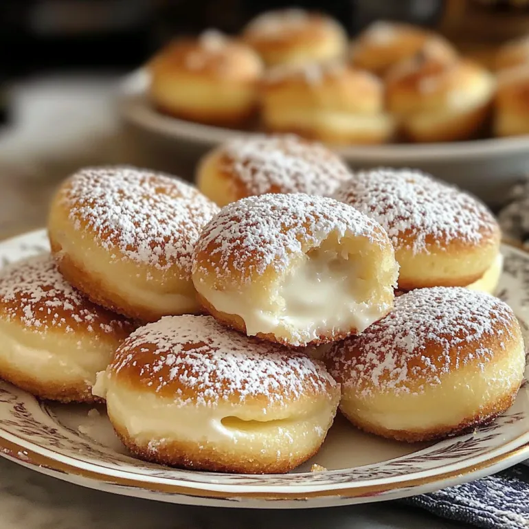 A plate of Italian custard bomboloni.