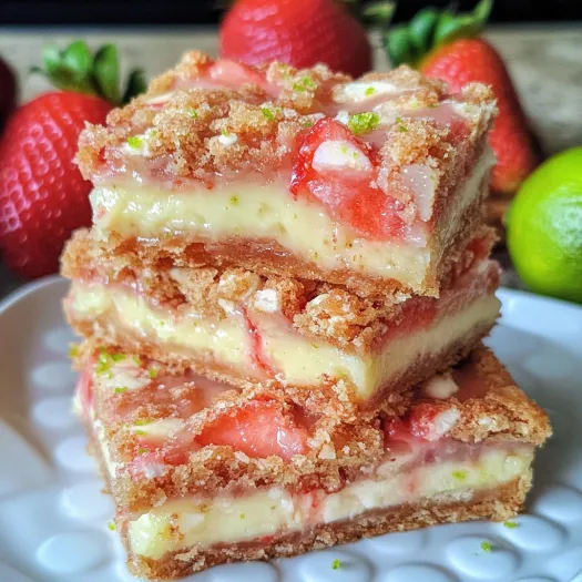 A stack of strawberry lime white chocolate gooey bars.