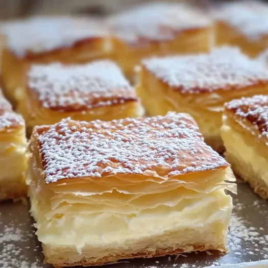 A tray of vanilla custard cream squares.