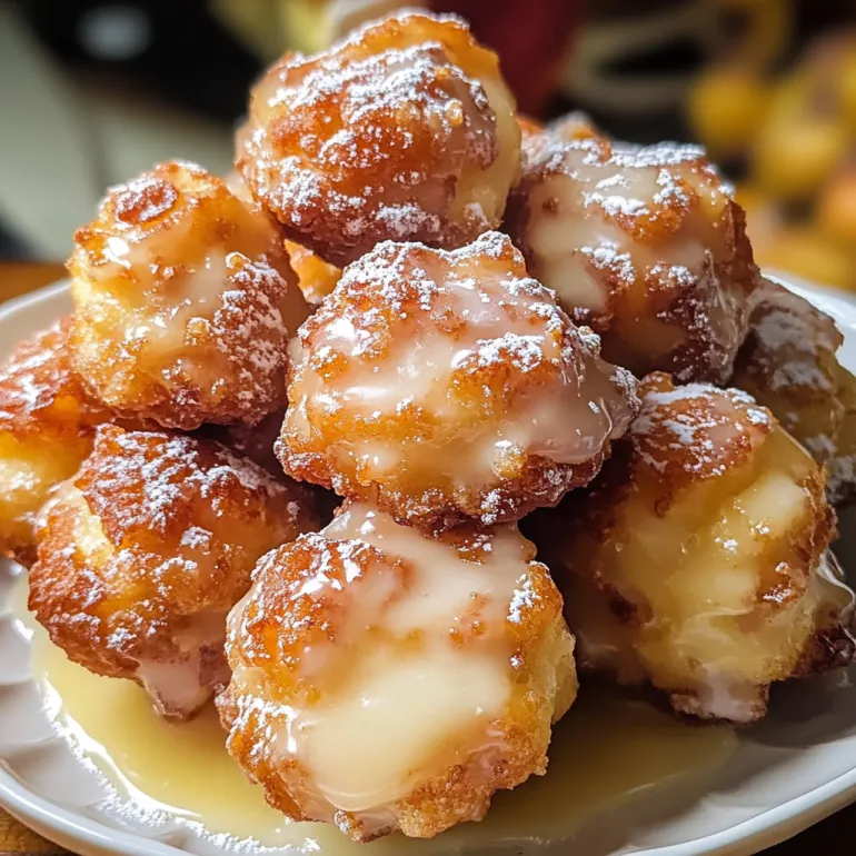 A plate of apple fritter bites.