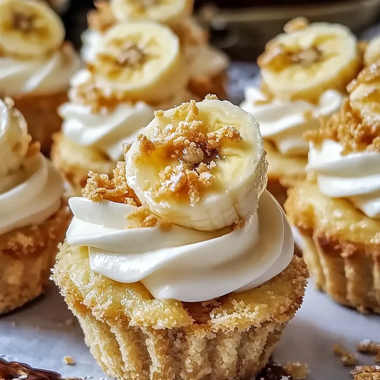 A close up of a banana cream pie.