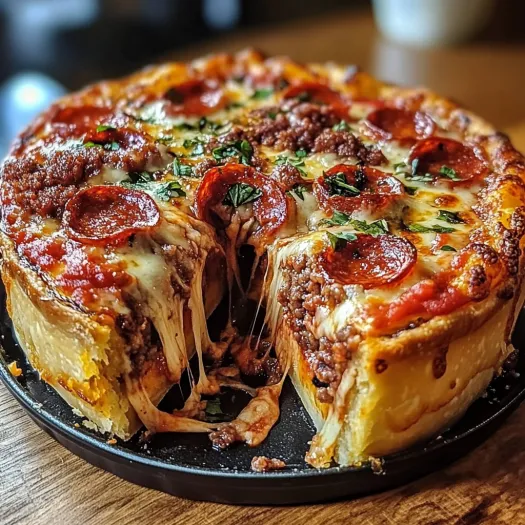 A slice of deep dish pizza pie.