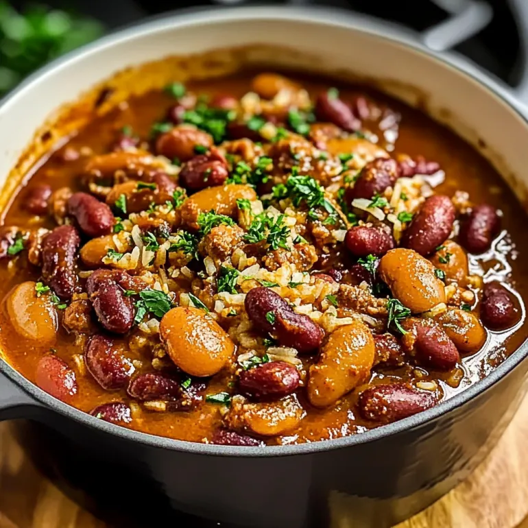 A pot of Louisiana Red Beans and Rice.