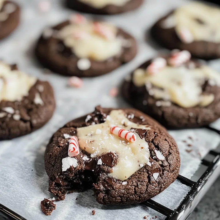A tray of double chocolate peppermint cookies.