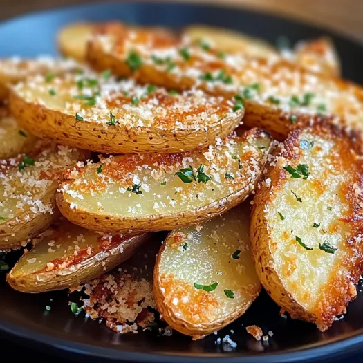 Baked garlic parmesan potato wedges.