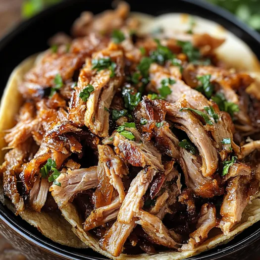 Un bol cu Carnitas crocante de la slow cooker.