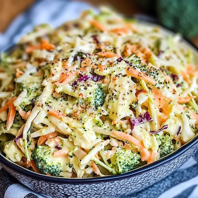 Un bol cu broccoli slaw.