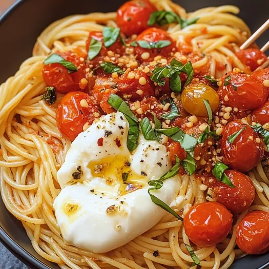 Un bol cu spaghete, roșii și brânză.