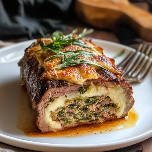 O felie de flank steak umplut italian.