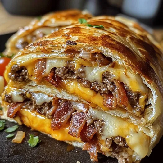 O Bombă cu Bacon și Brânză și Sirop de Arțar este arătată.