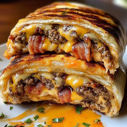O Bombă Bacon Cheddar Maple e pusă pe o farfurie albă.