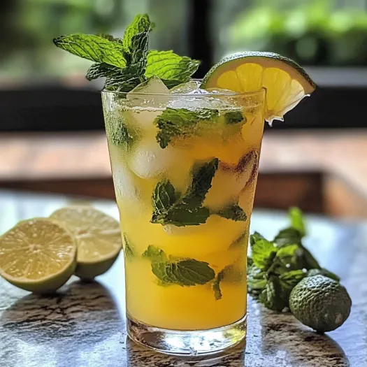 Un pahar cu mojito limoncello super răcoros.