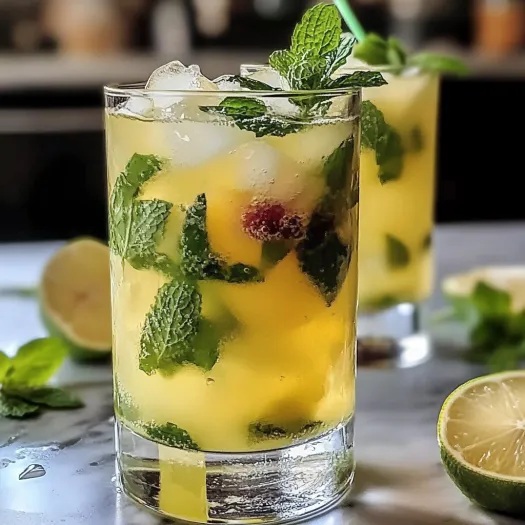 Un pahar cu Mojito Limoncello exploziv de aromat.