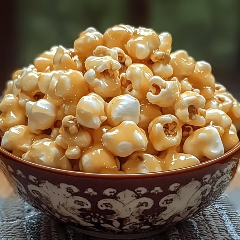 Un bol cu popcorn caramel și marshmallow.