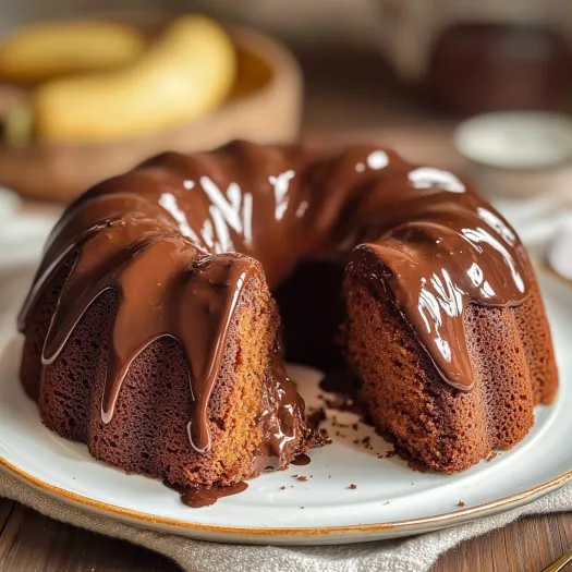 O felie de Bundt cu ciocolata.