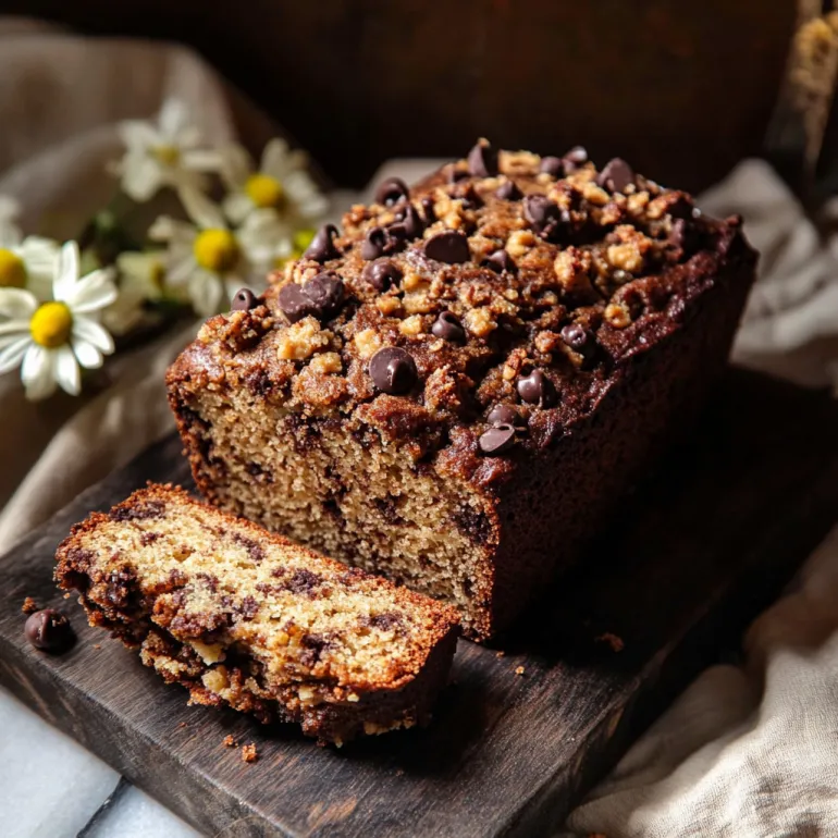 O felie de pâine cu dovlecei, ciocolată și nuci pecan.