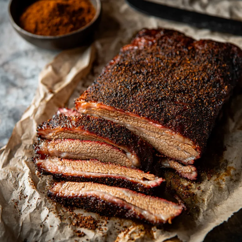 Un morman de coaste BBQ cu dry rub.