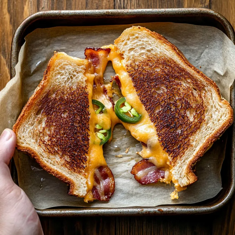 O felie de toast cu brânză și jalapenos.
