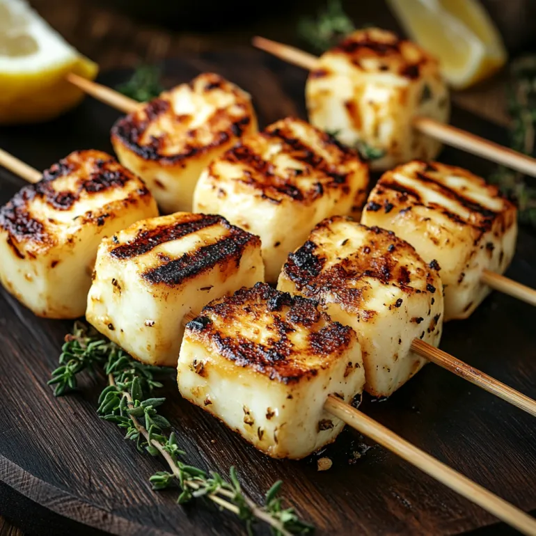 Frigărui cu Halloumi, Lămâie și Cimbru la Grătar.