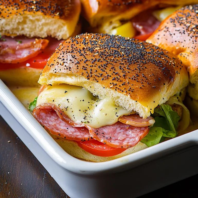 O farfurie plină cu mini sandwich-uri italiene aburinde.