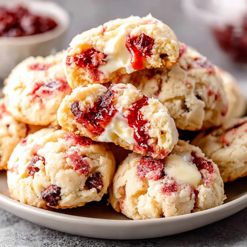 A plate of dried strawberry cookies.