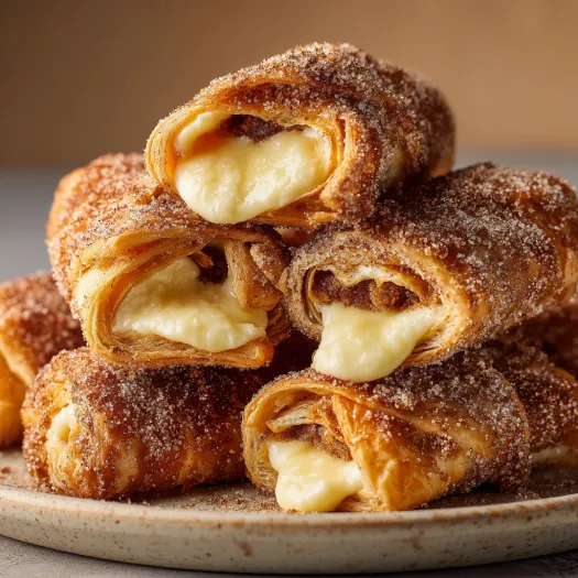 A plate of cinnamon sugar cream cheese rolls.