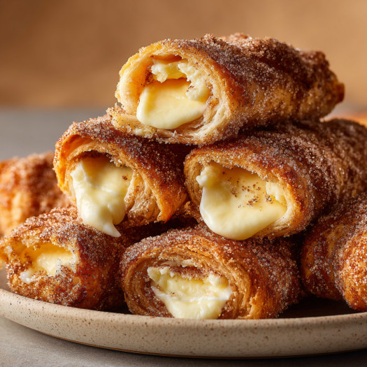 A plate of cinnamon sugar cream cheese rolls.