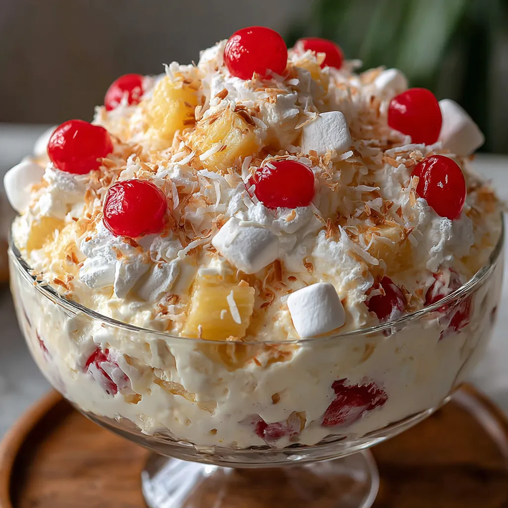 A large bowl of pineapple fluff.