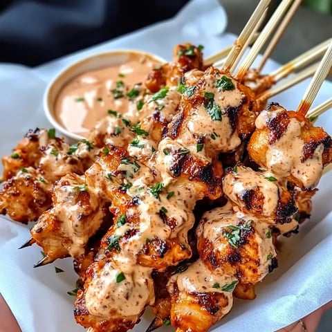 A person is holding a plate with chicken skewers on it.
