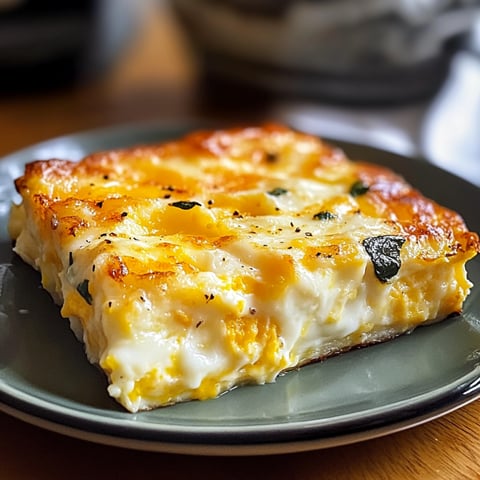 Une portion de cottage cheese et d'œufs brûlés sur un plateau.