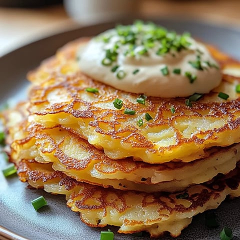 A stack of buttery German potato pancakes.