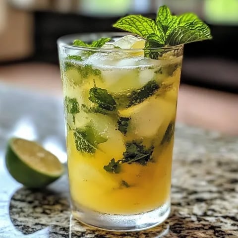 Un pahar cu mojito limoncello cu aromă intensă.