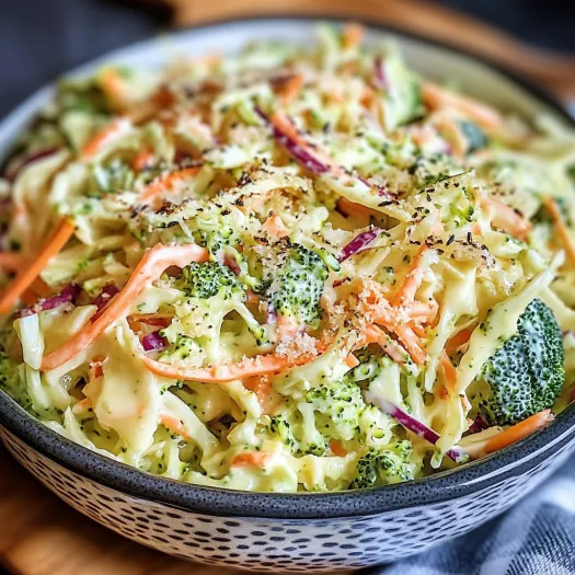 Un bol cu salată de broccoli.