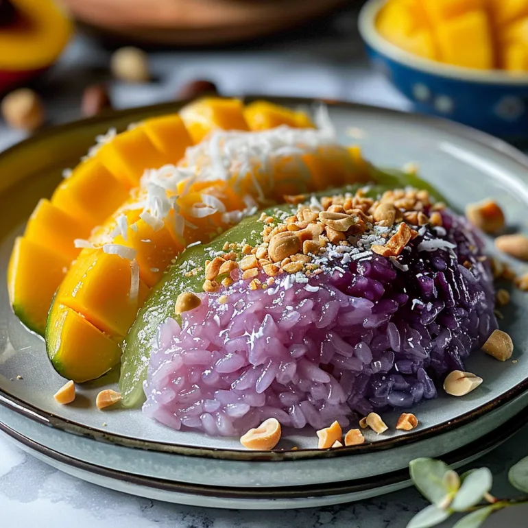 O porție de orez lipicios thailandez cu mango.
